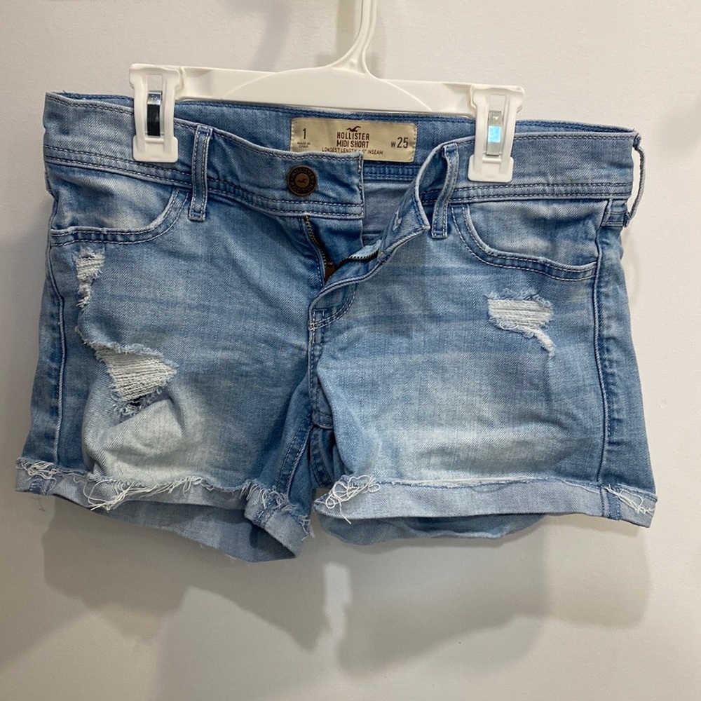 Hollister MIDI Ripped Denim Shorts